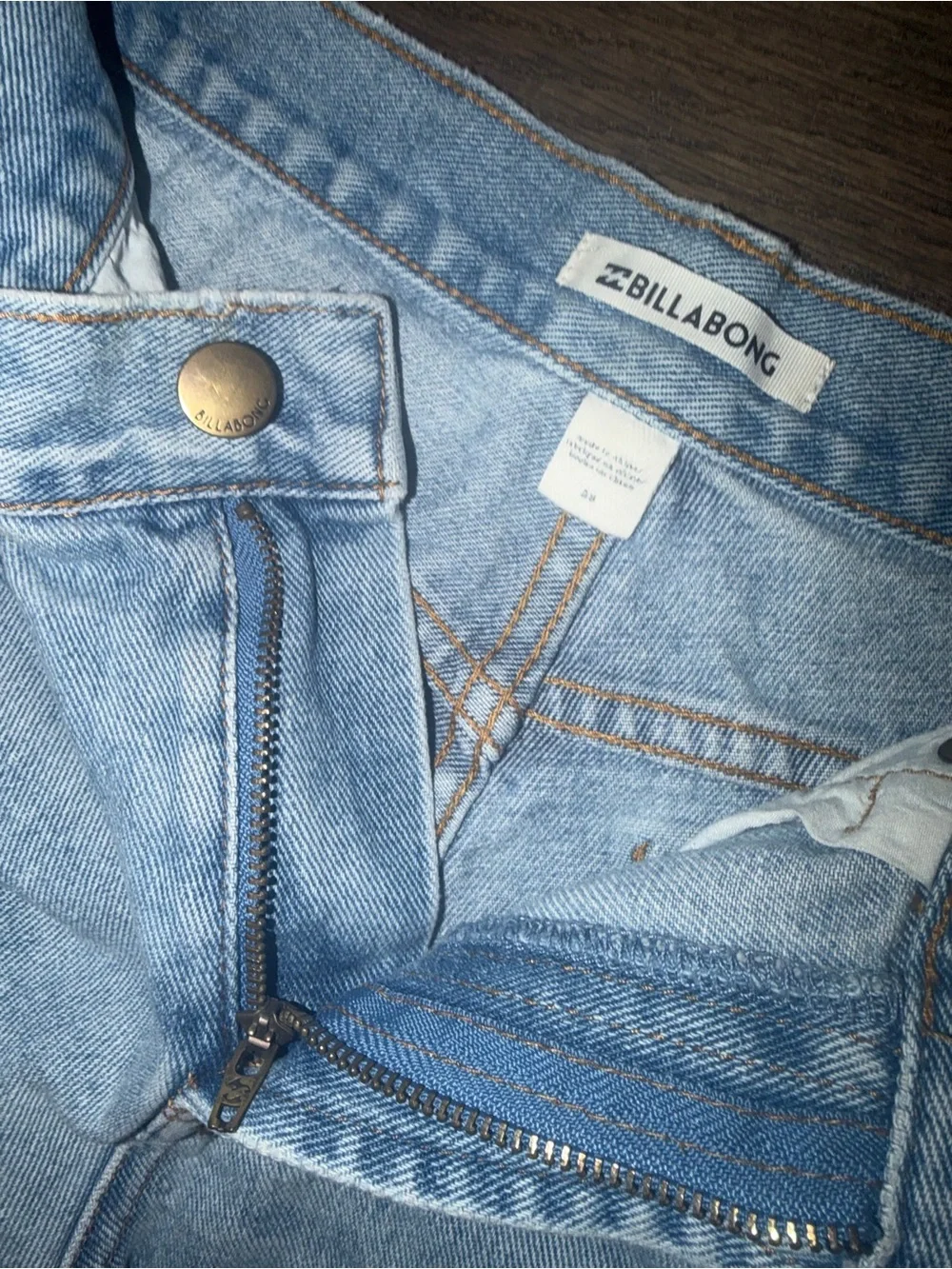 Billabong Light Blue Distressed Denim Cutoff Shorts